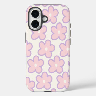 Moderne Bloemen Patroon iPhone Case Roze estheti