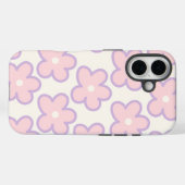 Moderne Bloemen Patroon iPhone Case | Roze estheti (Achterkant (horizontaal))