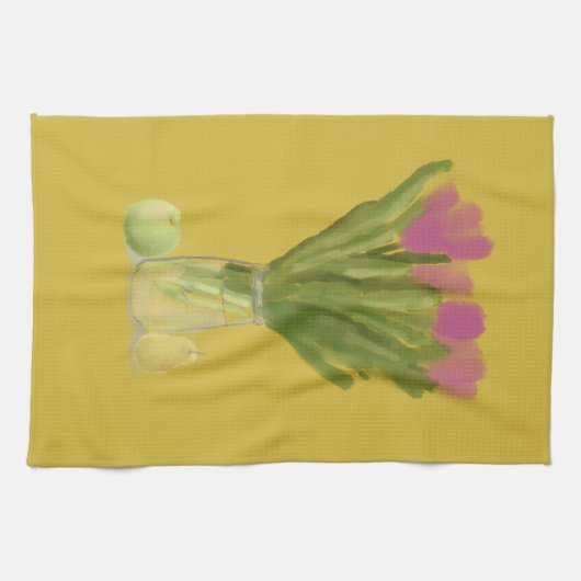  Moderne Bloemen & peer & appel Theedoek (Horizontaal)