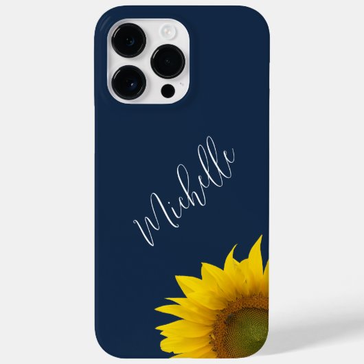 Moderne Bloemen Peking Zonnebloem Marine Blauw Case-Mate iPhone Case (Achterkant)