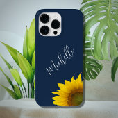Moderne Bloemen Peking Zonnebloem Marine Blauw Case-Mate iPhone Case