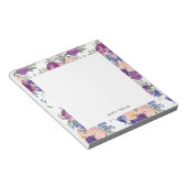 Moderne Bloemen Personaliseer Naam Mauve Peach Blu Notitieblok (Schuin)