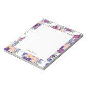Moderne Bloemen Personaliseer Naam Mauve Peach Blu Notitieblok (Linkerzijde)