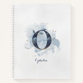 Moderne Bloemen Persoonlijk Monogram Letter O Blau Notitieboek