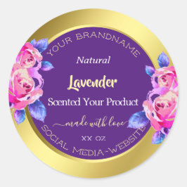 Moderne Bloemen Product Verpakkingsetiketten Goud  Ronde Sticker