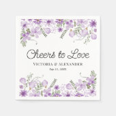 Moderne Bloemen Proost op Liefde Bruiloft Servet (Voorkant)
