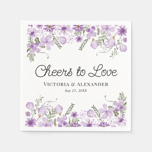 Moderne Bloemen Proost op Liefde Bruiloft Servet (Voorkant)