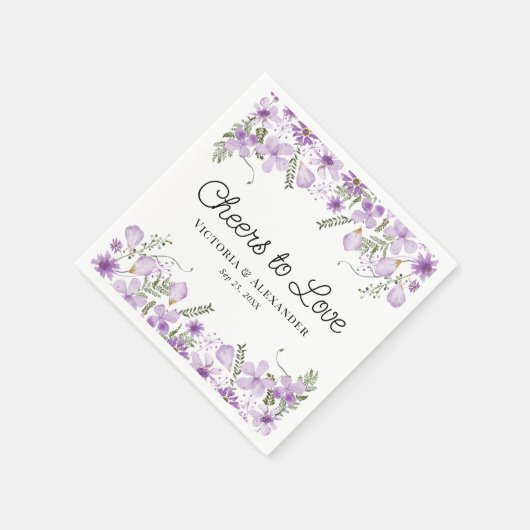 Moderne Bloemen Proost op Liefde Bruiloft Servet (Hoek)