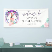 Moderne Bloemen & Prosecco Bruiloft Feestelijke Be Spandoek (Beurs)