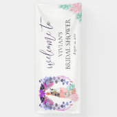 Moderne Bloemen & Prosecco Bruiloft Feestelijke Be Spandoek (Verticaal)