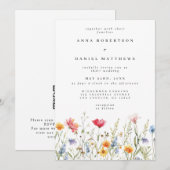 Moderne Bloemen QR Code Huwelijk Kaart (Voorkant / Achterkant)