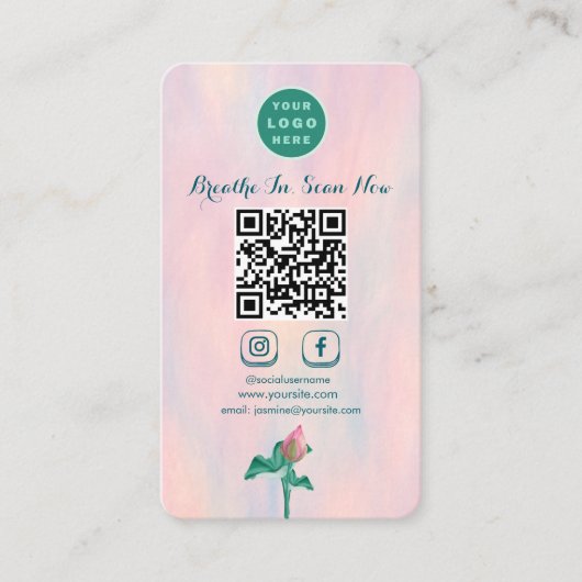 Moderne Bloemen QR-code Verbinding maken met Verti Visitekaartje (Voorkant)