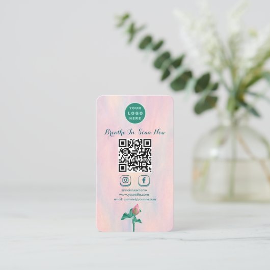 Moderne Bloemen QR-code Verbinding maken met Verti Visitekaartje (Staand voorkant)