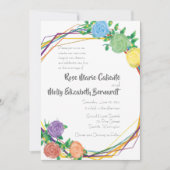 Moderne Bloemen Regenboog geometrische bruiloft Kaart (Voorkant)