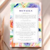 Moderne Bloemen Regenboog LGBTQ Bruiloft Details Informatiekaartje