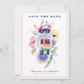 Moderne Bloemen Regenboog LGBTQ Bruiloft Save the  Kaart (Voorkant)