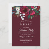 Moderne Bloemen Rode Bourgondië Kerstfeest Kaart (Voorkant)