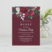 Moderne Bloemen Rode Bourgondië Kerstfeest Kaart (Staand voorkant)