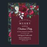 Moderne Bloemen Rode Bourgondië Kerstfeest Kaart<br><div class="desc">Meer elegante kerstuitnodigingen in de kleine Bayleigh-winkel!</div>