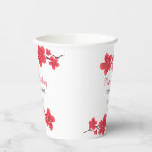 Moderne Bloemen Rode Kersenbloesem Sakura Verjaard Papieren Bekers (Links)