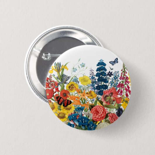 moderne bloemen ronde button 5,7 cm (Voorkant /achterkant)