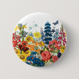 moderne bloemen ronde button 5,7 cm