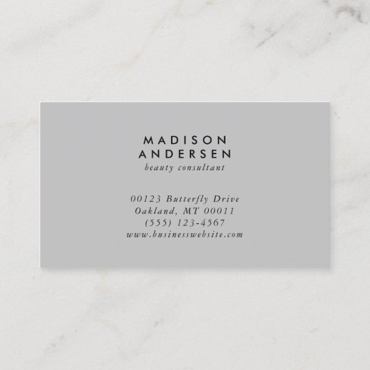 Moderne Bloemen Roze Grijze Wildflower Visitekaartje (Achterkant)