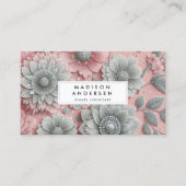 Moderne Bloemen Roze Grijze Wildflower Visitekaartje (Voorkant)