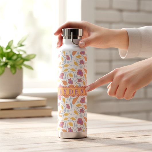 Moderne Bloemen Roze Perzik Paarse Waterfles