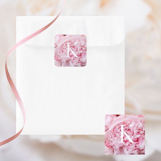 Moderne Bloemen Roze Pioenvierkant Labels