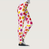 Moderne Bloemen Roze Rood Oranje Stippen Patroon Leggings (Rechts)