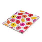 Moderne Bloemen Roze Rood Oranje Stippen Patroon Tegeltje (Zijkant)