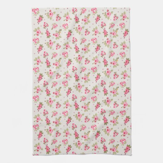 Moderne  Bloemen Roze Roze Tan Keukenhanddoek (Verticaal)