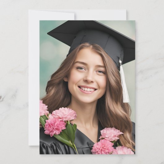 Moderne Bloemen Roze Uitnodigingen (Voorkant)