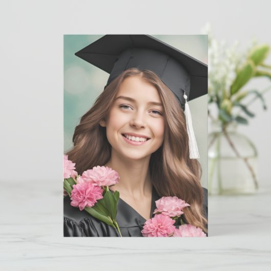 Moderne Bloemen Roze Uitnodigingen (Staand voorkant)