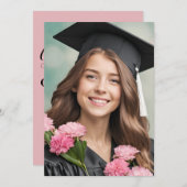 Moderne Bloemen Roze Uitnodigingen (Voorkant / Achterkant)