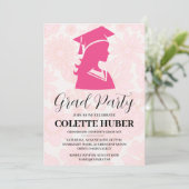 Moderne Bloemen Roze Uitnodigingen (Staand voorkant)