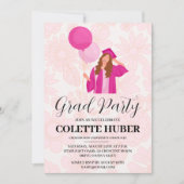 Moderne Bloemen Roze Uitnodigingen (Voorkant)