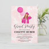 Moderne Bloemen Roze Uitnodigingen (Staand voorkant)