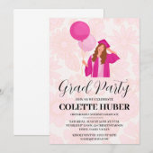 Moderne Bloemen Roze Uitnodigingen (Voorkant / Achterkant)