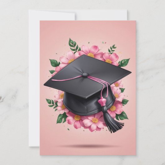 Moderne Bloemen Roze Uitnodigingen (Voorkant)