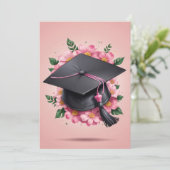 Moderne Bloemen Roze Uitnodigingen (Staand voorkant)