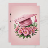 Moderne Bloemen Roze Uitnodigingen (Voorkant / Achterkant)