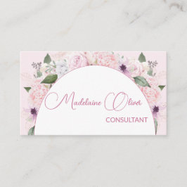 Moderne Bloemen Roze Wit Elegante Vrouwelijke QR C Visitekaartje
