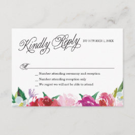 Moderne bloemen RSVP-kaart met aangepaste reacties RSVP Kaartje