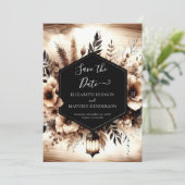 Moderne Bloemen Rustieke Bruiloft Save The Date (Staand voorkant)