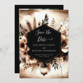 Moderne Bloemen Rustieke Bruiloft Save The Date (Voorkant / Achterkant)