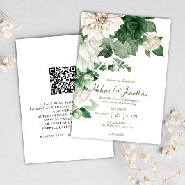 Moderne Bloemen Smaragd Groene Elegante Bruiloft Kaart