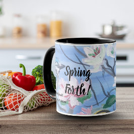 Moderne Bloemen '' Spring Vooruit'' Kunst Mok