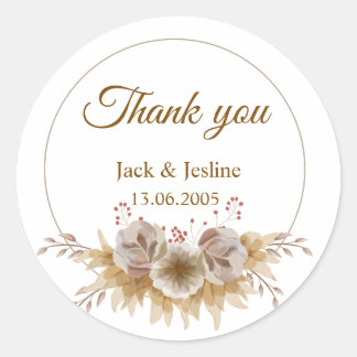 Moderne bloemen sticker voor bruiloft